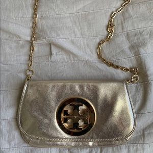Limited edition Tory Burch Gold Reva Clutch
